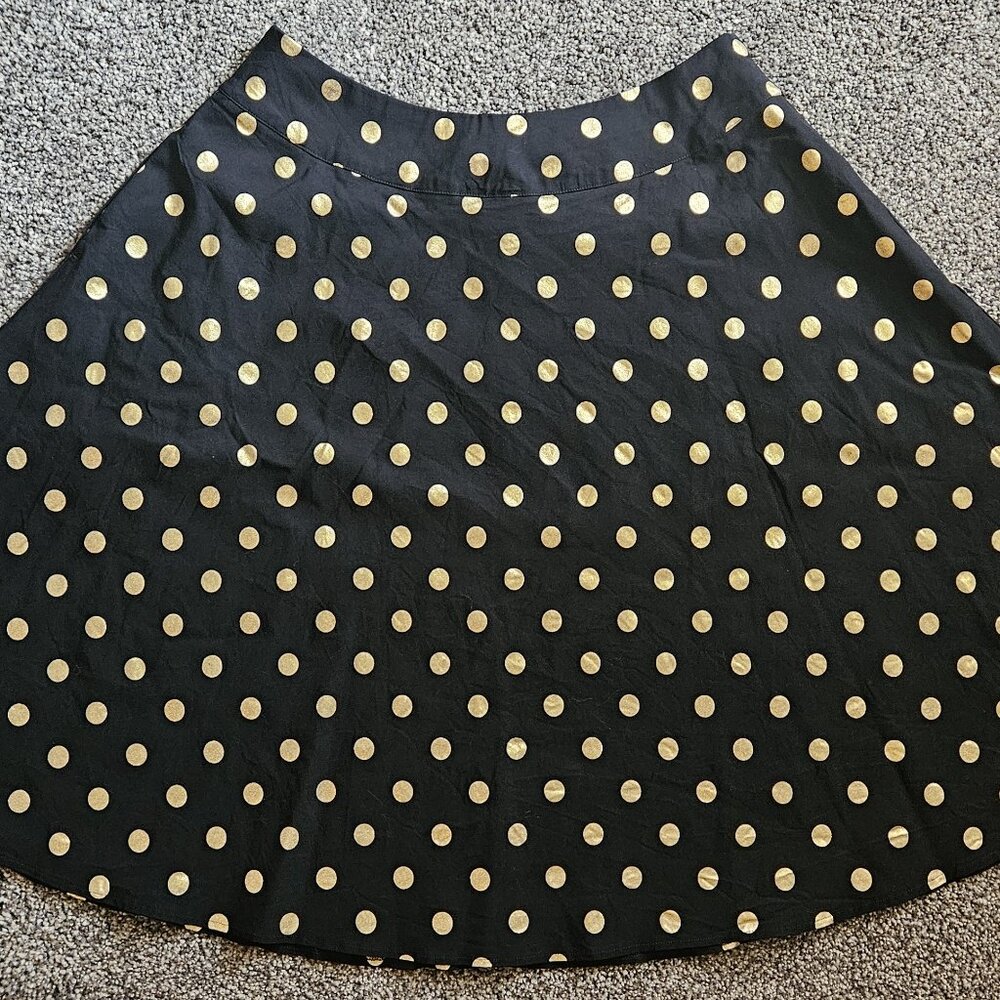 Unique Vintage Black & Gold Polka Dot Skirt